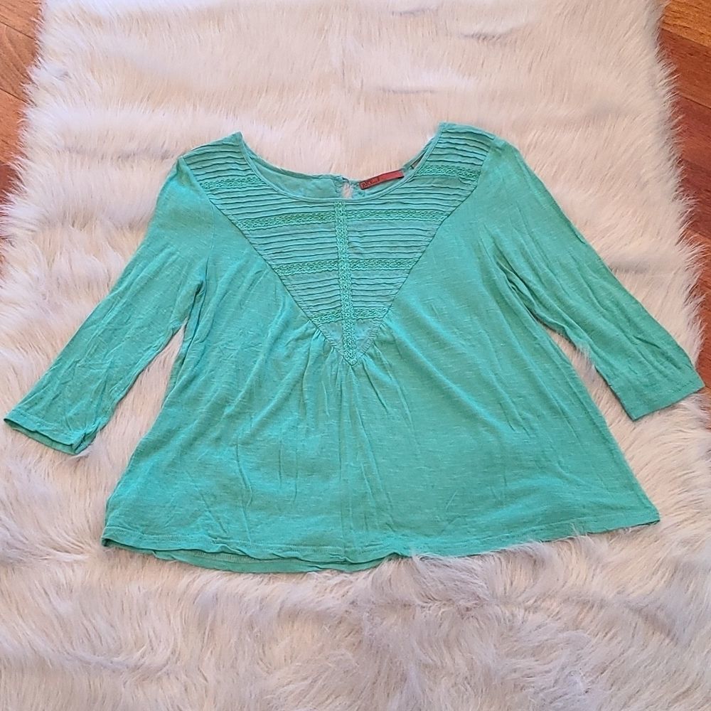 Bke red womens 3/4‎ sleeve flowy green shirt size small